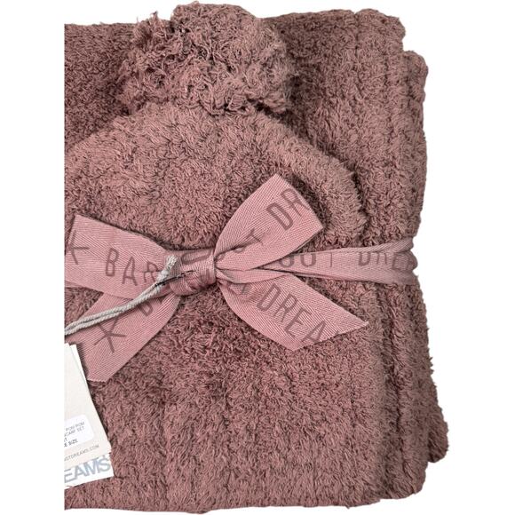 Barefoot Dreams CozyChic Pom Pom Beanie & Scarf Set Chestnut One Size‎ NWT - Picture 4 of 10